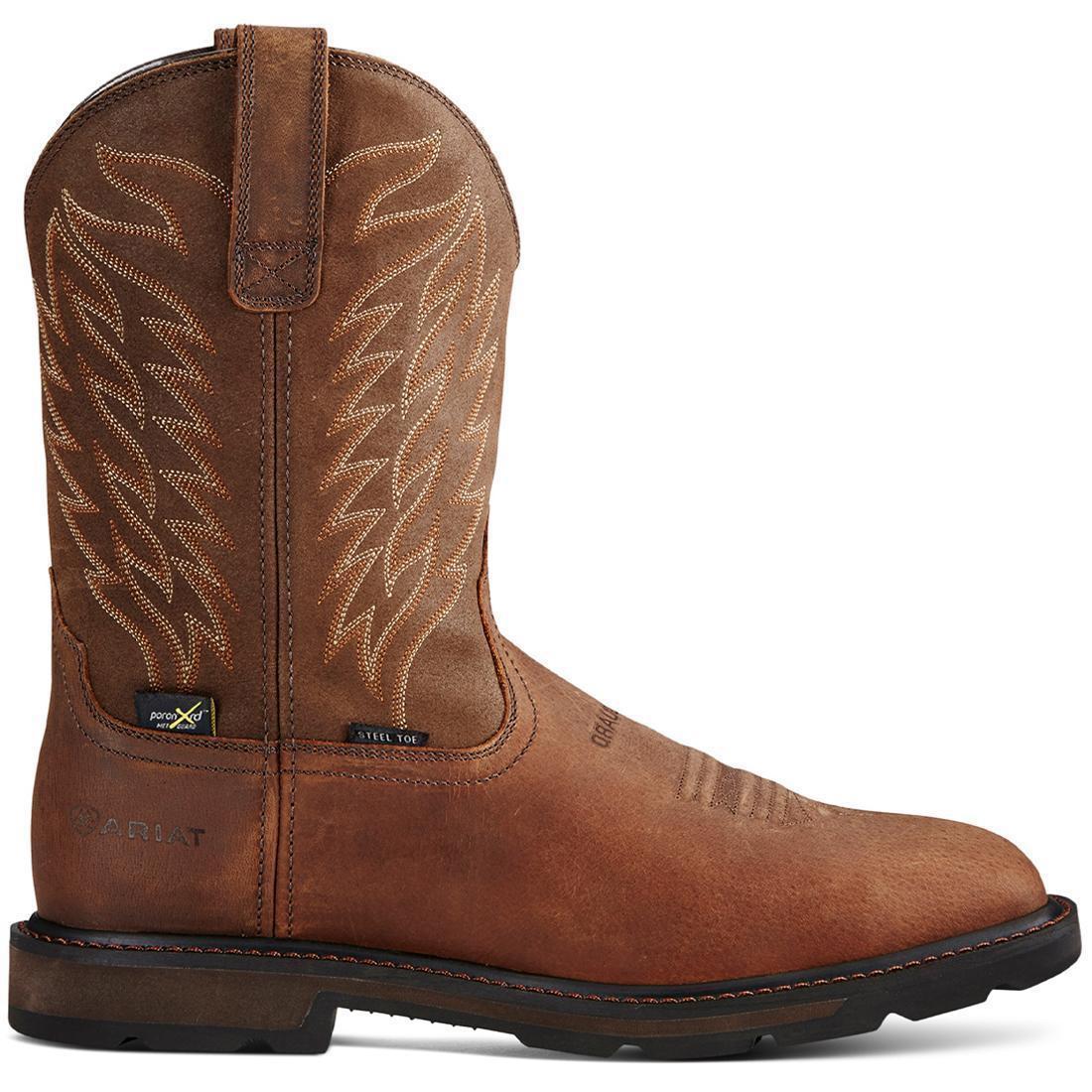Groundbreaker Steel-Toe MetGuard Wide Square Toe Work Boot Brown