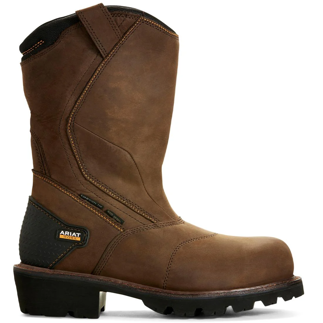 Powerline Composite-Toe Waterproof 400g Pull-On Work Boot Oily Distressed Brown