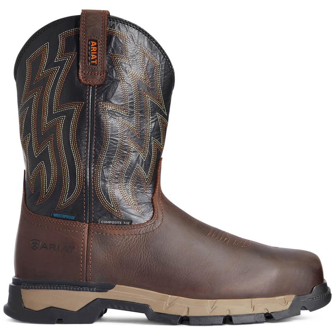 Rebar Flex Composite-Toe Waterproof Western Work Boot Dark Brown