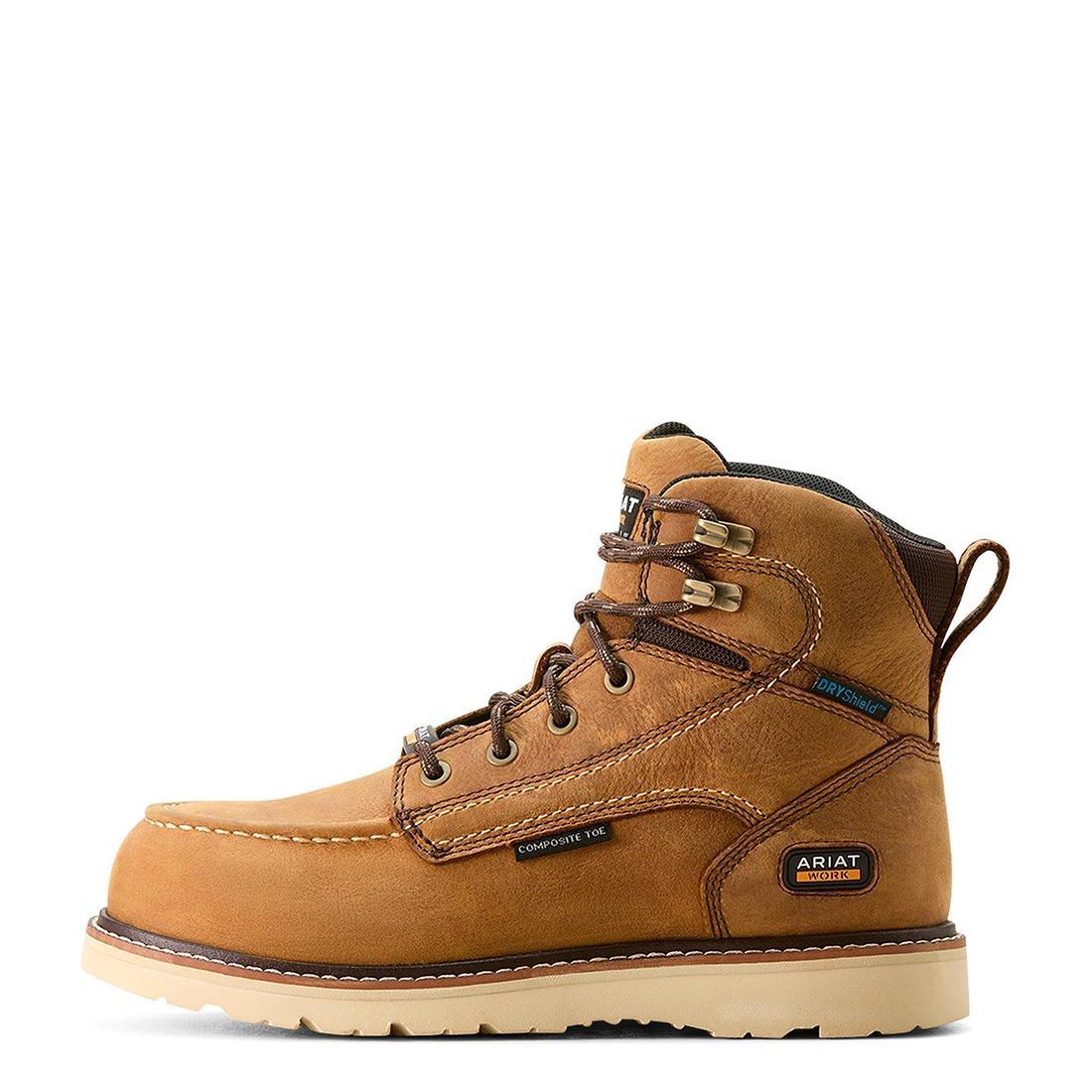 Rebar Wedge Moc Toe Women's Waterproof Composite Toe Work Boot - Brown - Image 6