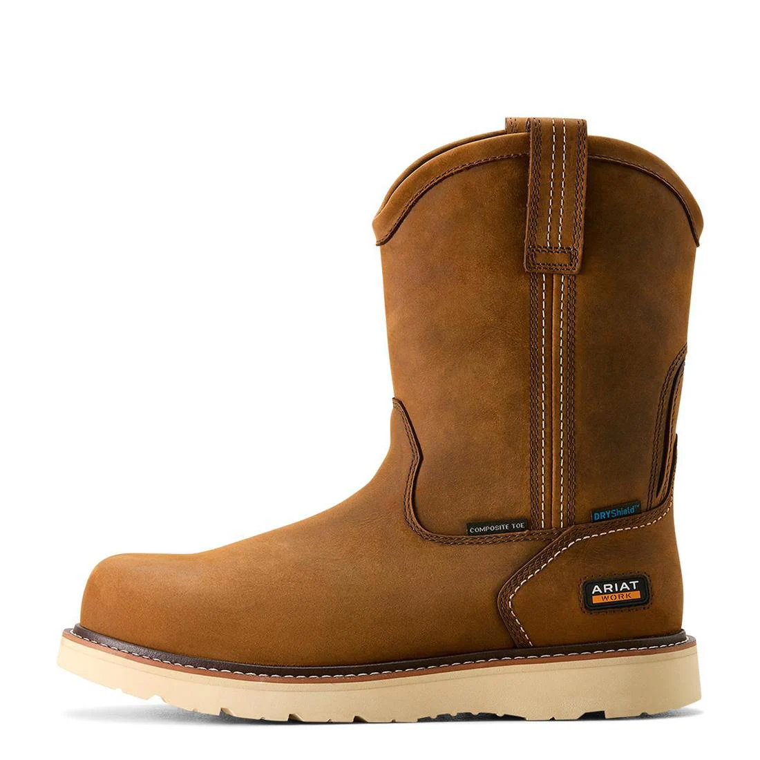 Rebar Composite-Toe Waterproof Pull-On Wedge Work Boot Distressed Brown - Image 6