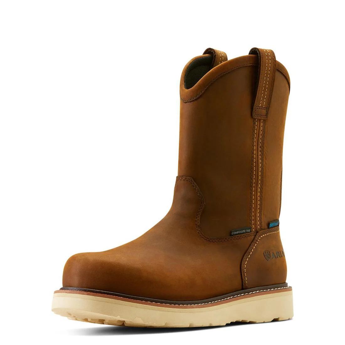 Rebar Composite-Toe Waterproof Pull-On Wedge Work Boot Distressed Brown - Image 7
