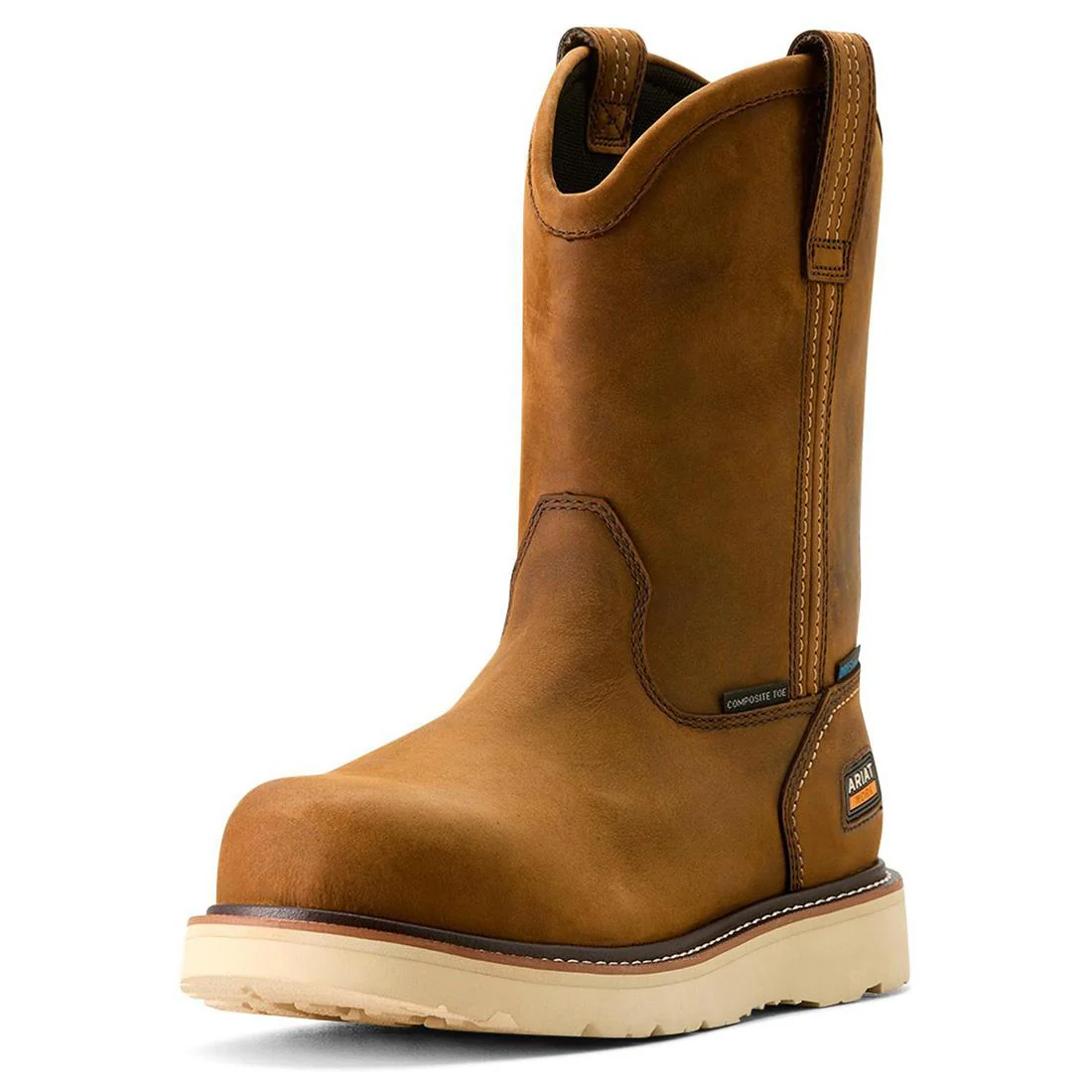 Rebar Composite-Toe Waterproof Pull-On Wedge Work Boot Distressed Brown - Image 8