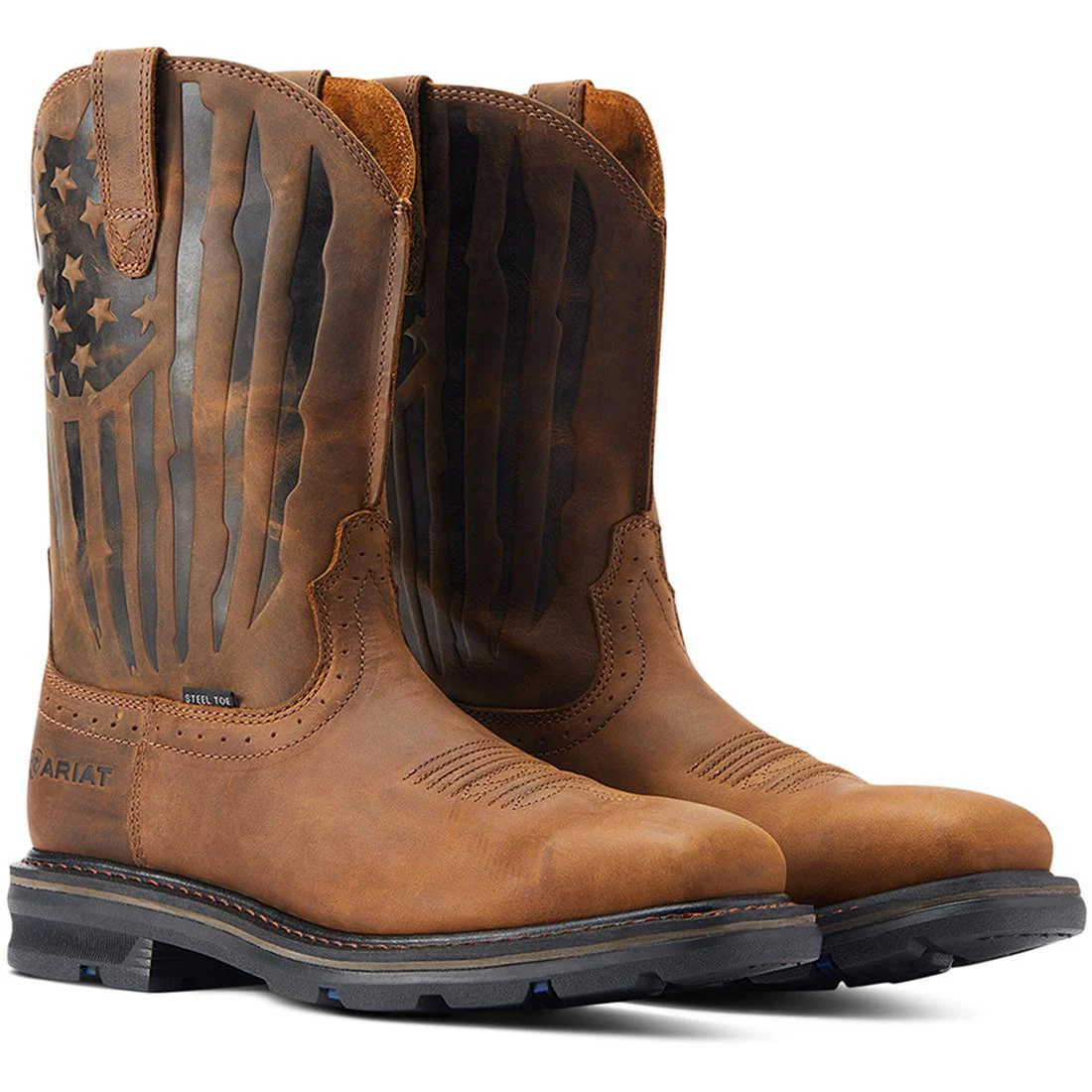 Sierra Shock Shield Patriot Steel-Toe Work Boot Distressed Brown