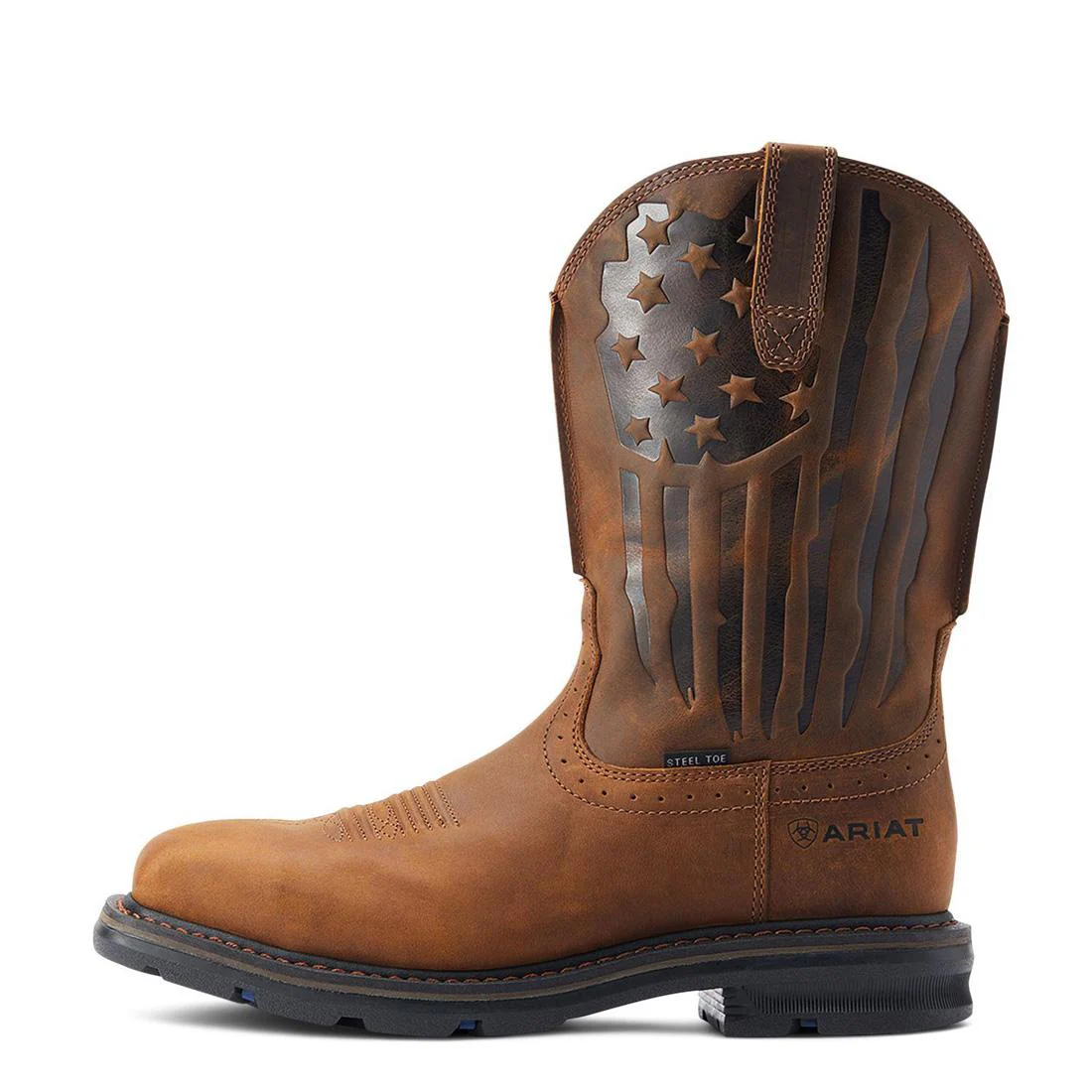 Sierra Shock Shield Patriot Steel-Toe Work Boot Distressed Brown - Image 6