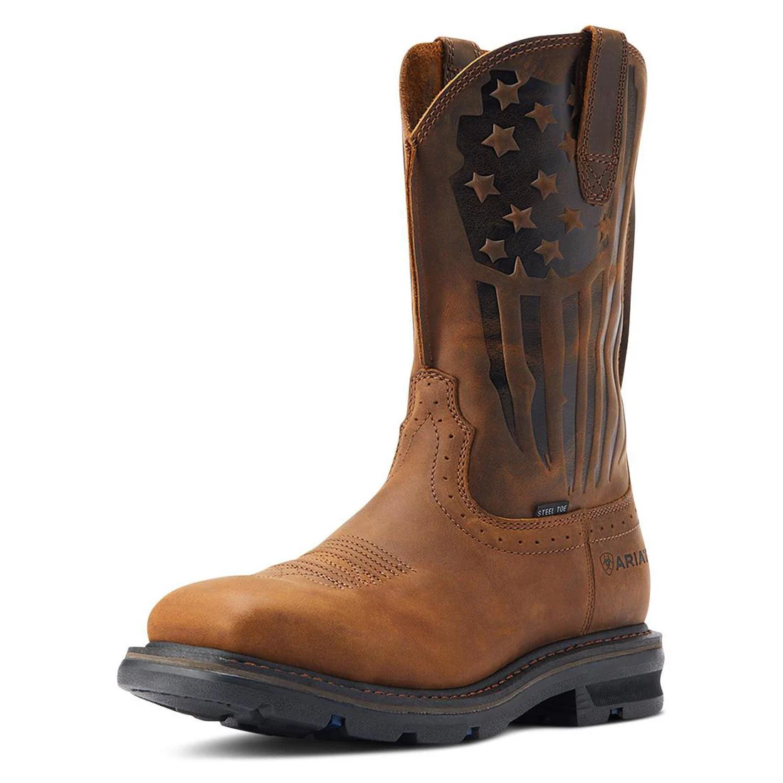 Sierra Shock Shield Patriot Steel-Toe Work Boot Distressed Brown - Image 7