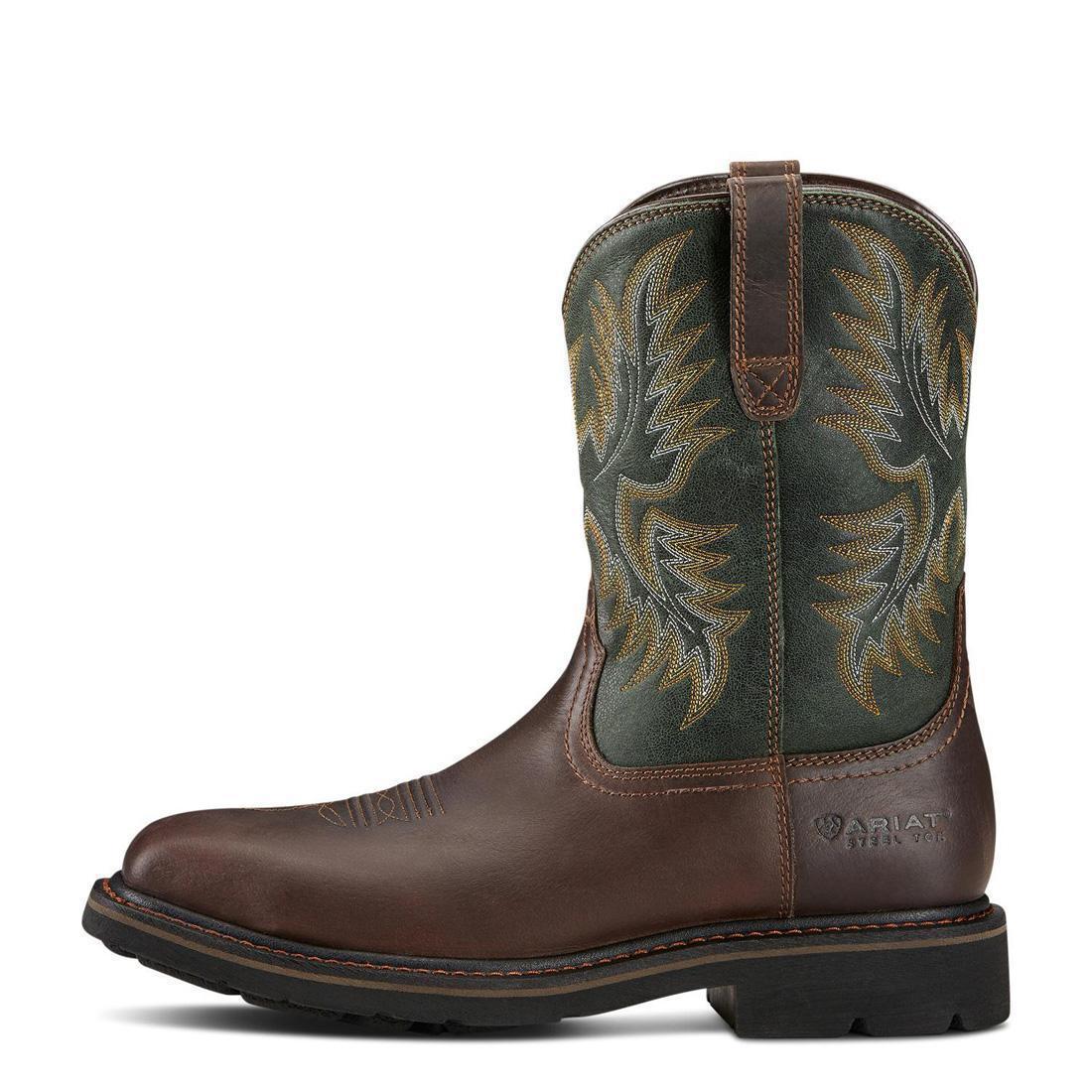 Sierra Steel-Toe Wide Square Toe Work Boot Dark Brown - Image 6