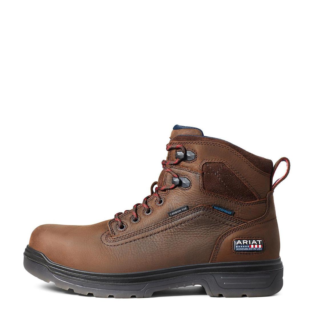 Turbo 6 inch Carbon-Toe Waterproof USA Assembled Work Boot Rich Brown - Image 6