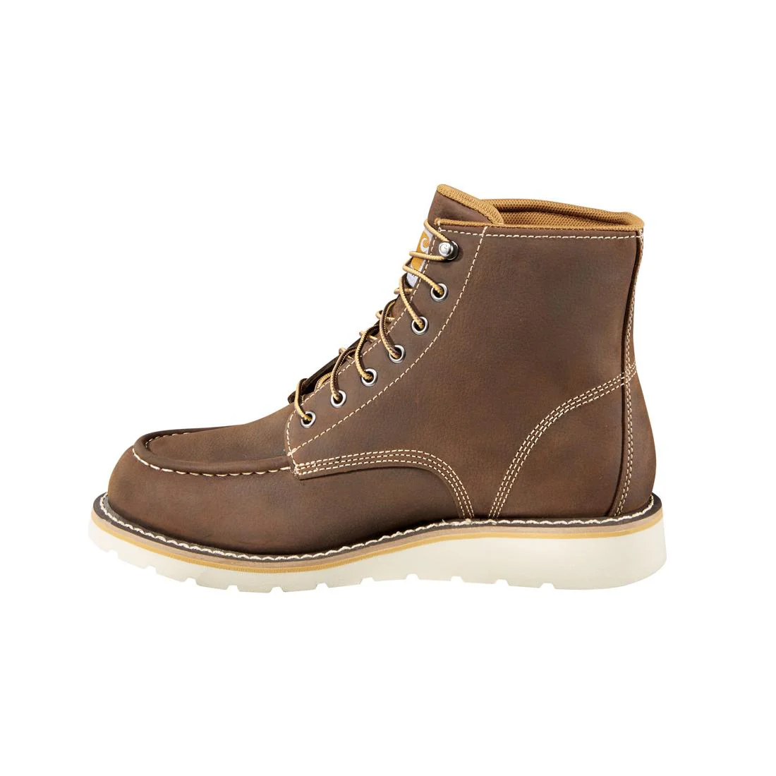 6" Waterproof Moc Toe Wedge Soft Toe Boot Dark Brown - Image 4