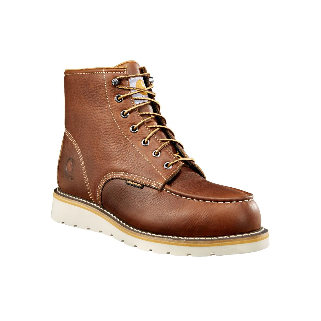 6" Waterproof Moc Toe Wedge Soft Toe Boot Red Brown - Image 2