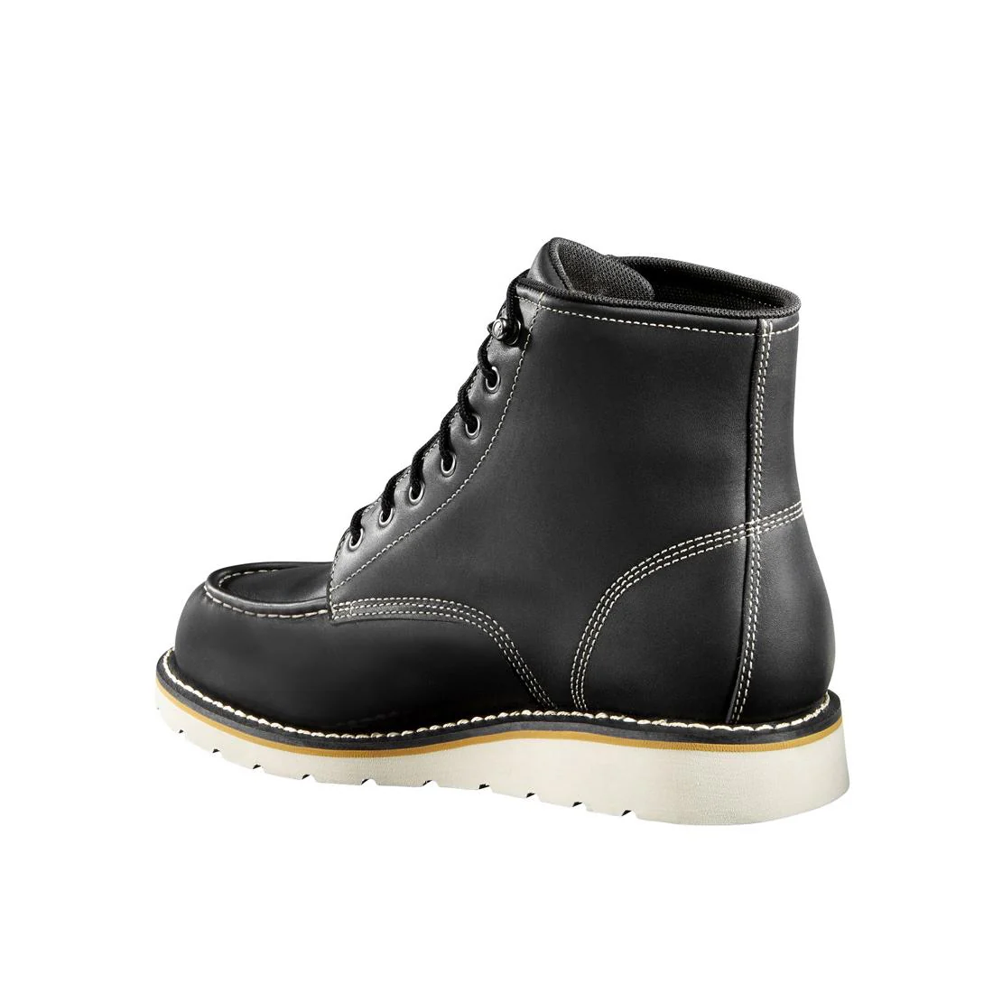 6" Waterproof Moc Toe Wedge Soft Toe Boot Black - Image 7