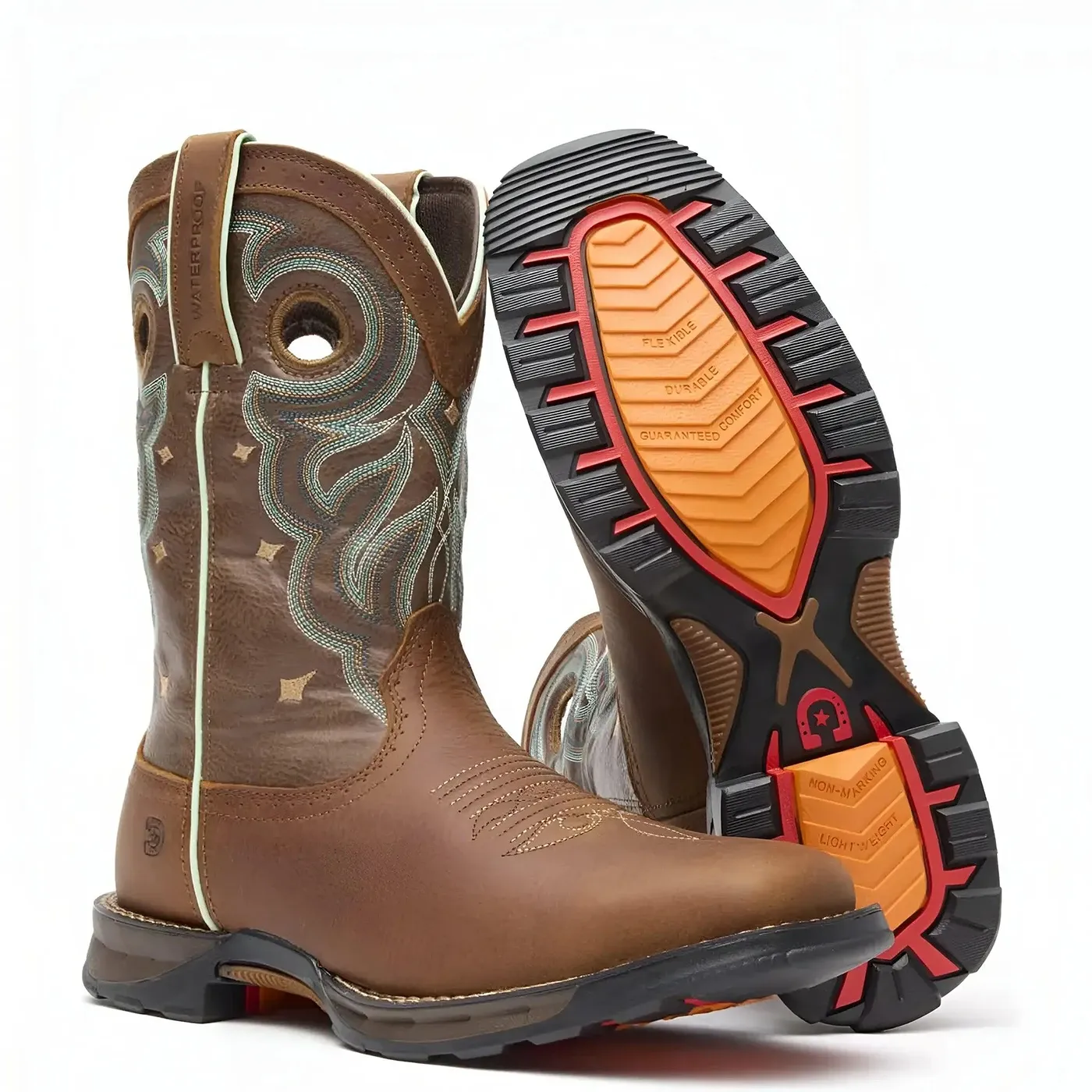 Women’s Durango Maverick Steel Toe Waterproof Western Work Boot Rugged Tan - Image 3