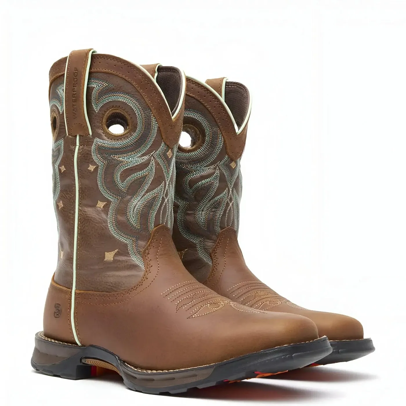 Women’s Durango Maverick Steel Toe Waterproof Western Work Boot Rugged Tan - Image 4