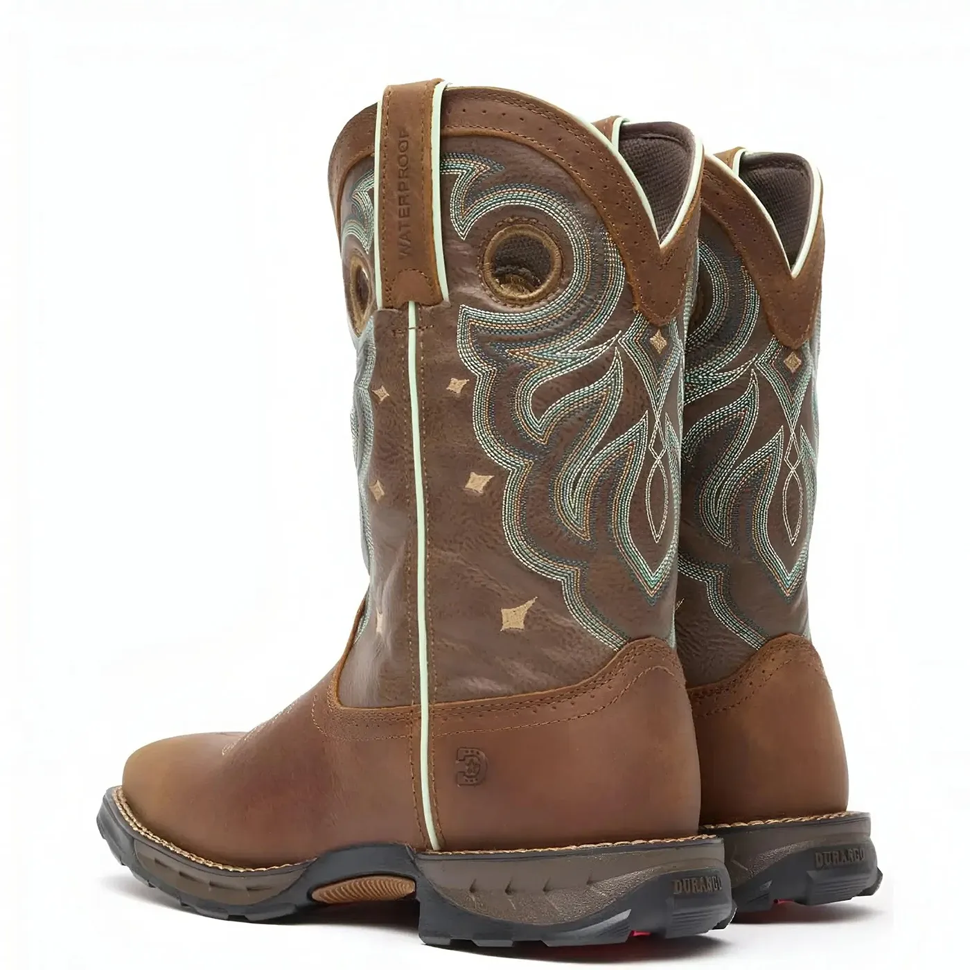Women’s Durango Maverick Steel Toe Waterproof Western Work Boot Rugged Tan - Image 5