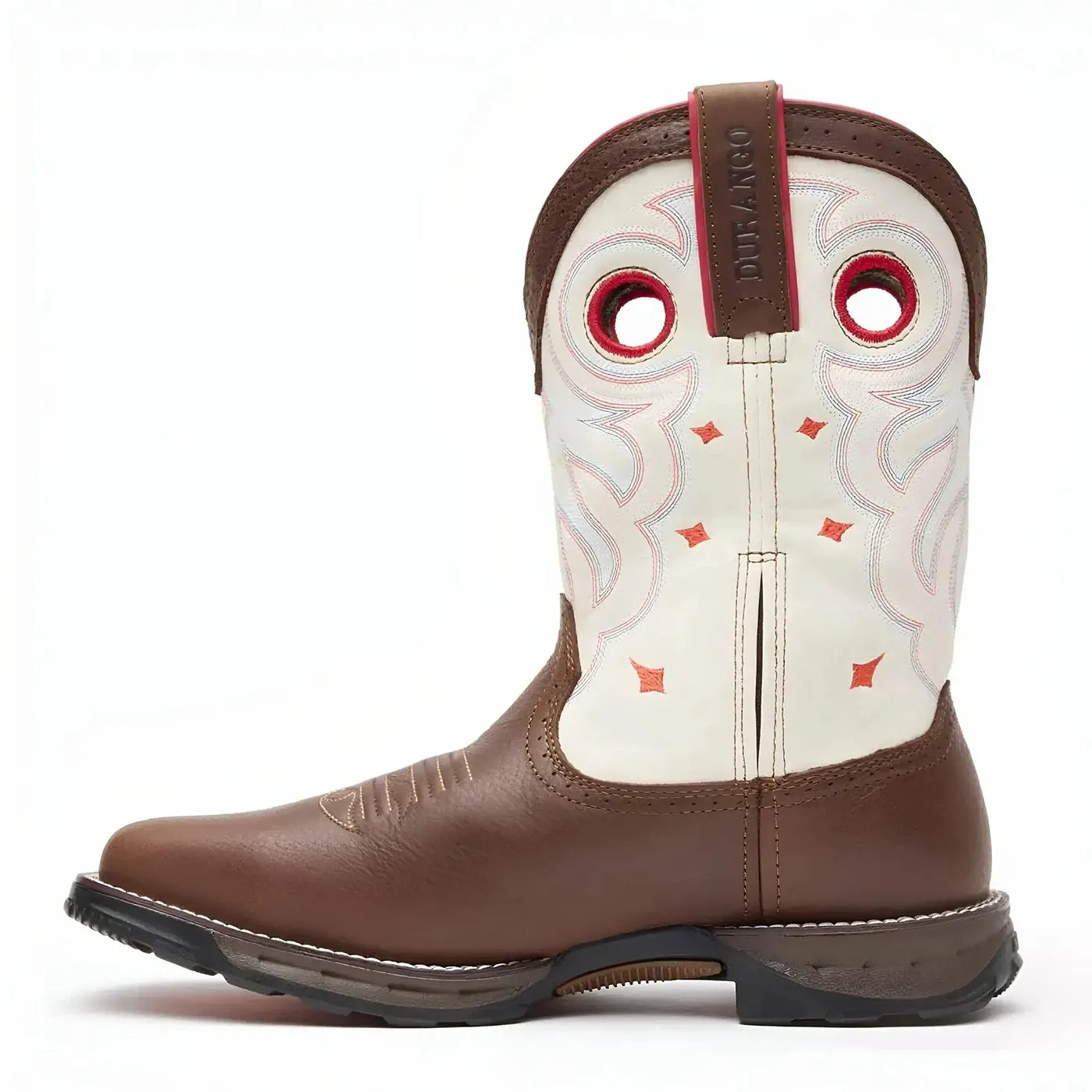 Women’s Durango Maverick Steel Toe Waterproof Western Work Boot sable Brown White - Image 6