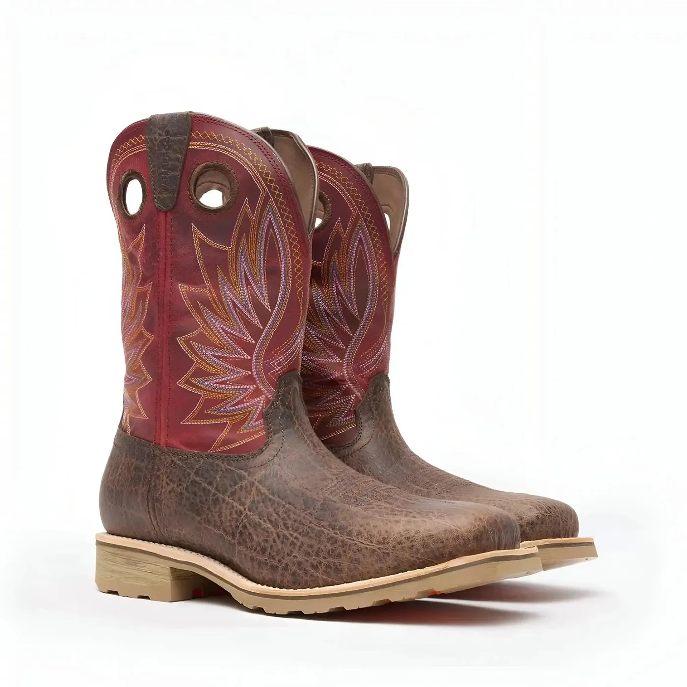 Maverick Pro Steel Toe Waterproof Western Work Boot Safari Elephant And Crimson