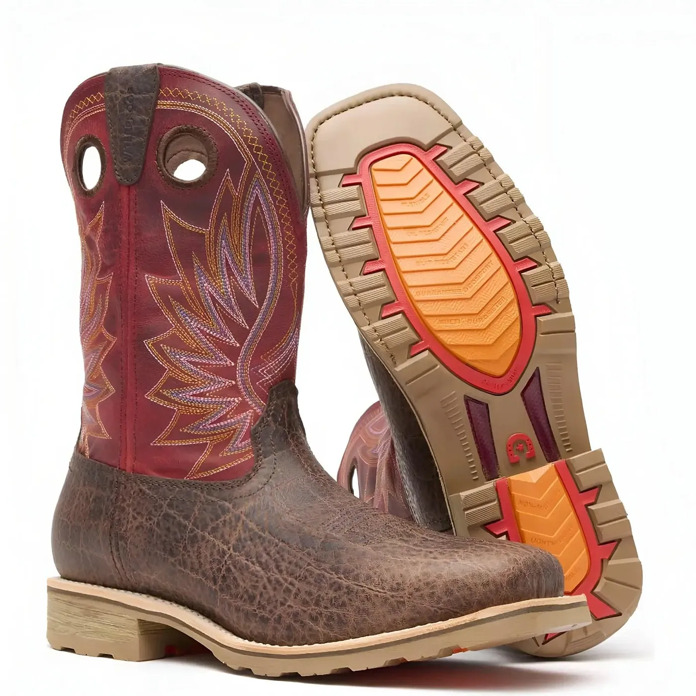 Maverick Pro Steel Toe Waterproof Western Work Boot Safari Elephant And Crimson - Image 3