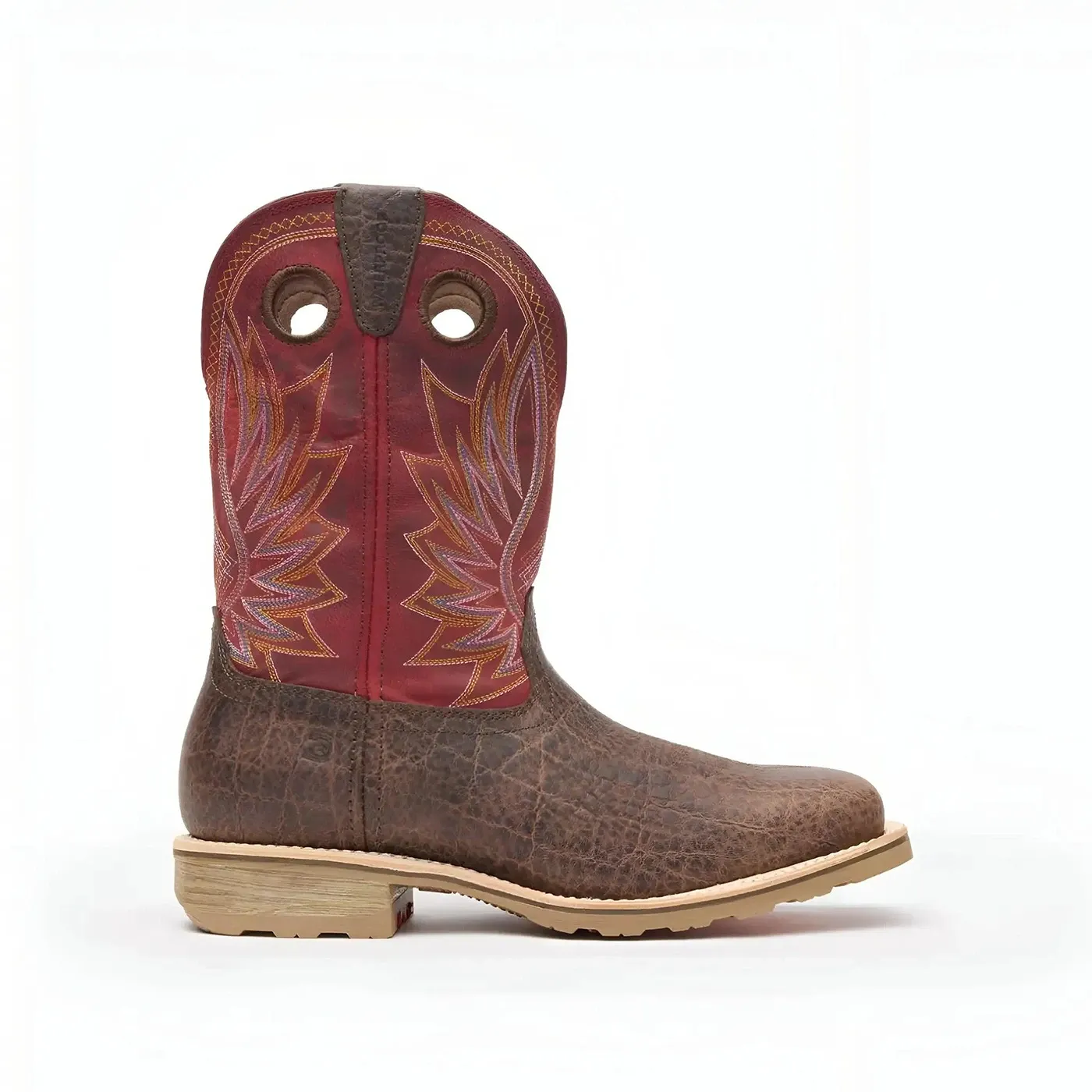 Maverick Pro Steel Toe Waterproof Western Work Boot Safari Elephant And Crimson - Image 4