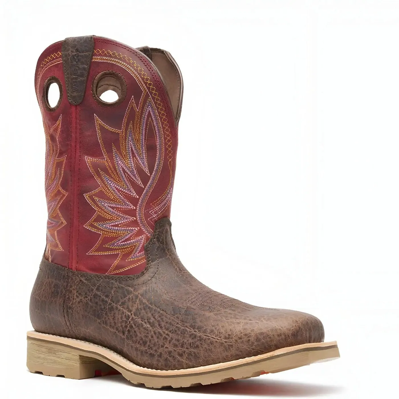 Maverick Pro Steel Toe Waterproof Western Work Boot Safari Elephant And Crimson - Image 5