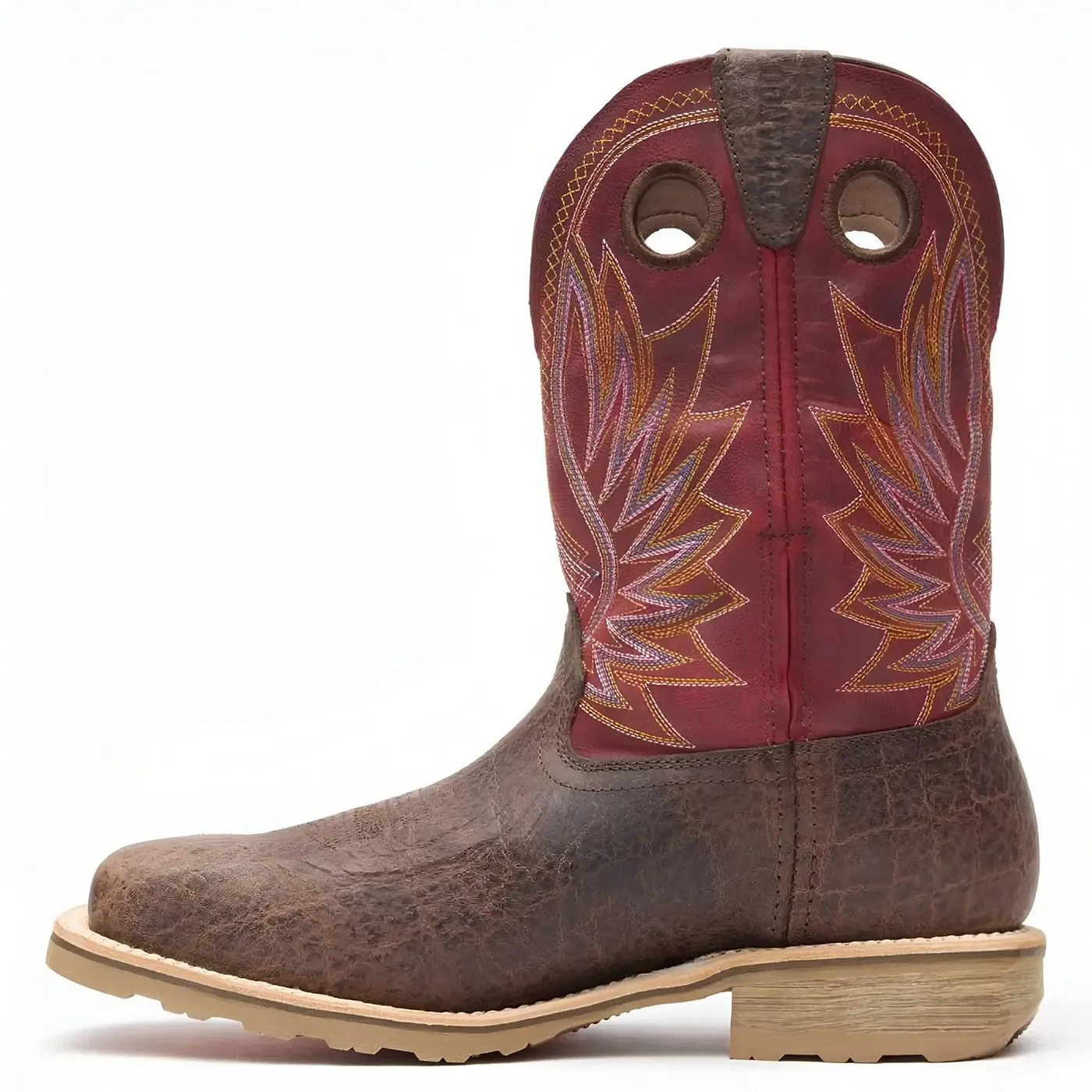 Maverick Pro Steel Toe Waterproof Western Work Boot Safari Elephant And Crimson - Image 6