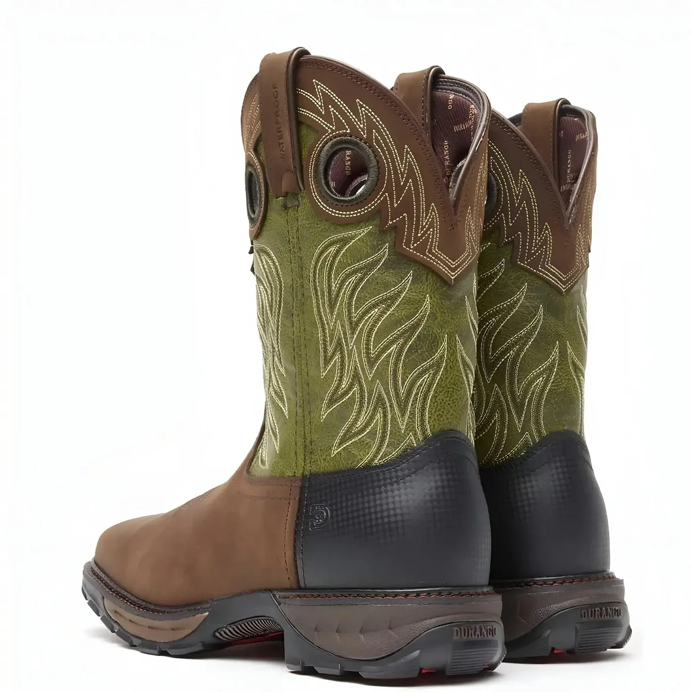 Maverick XP Waterproof Western Work Boot Brown And Green - Image 2