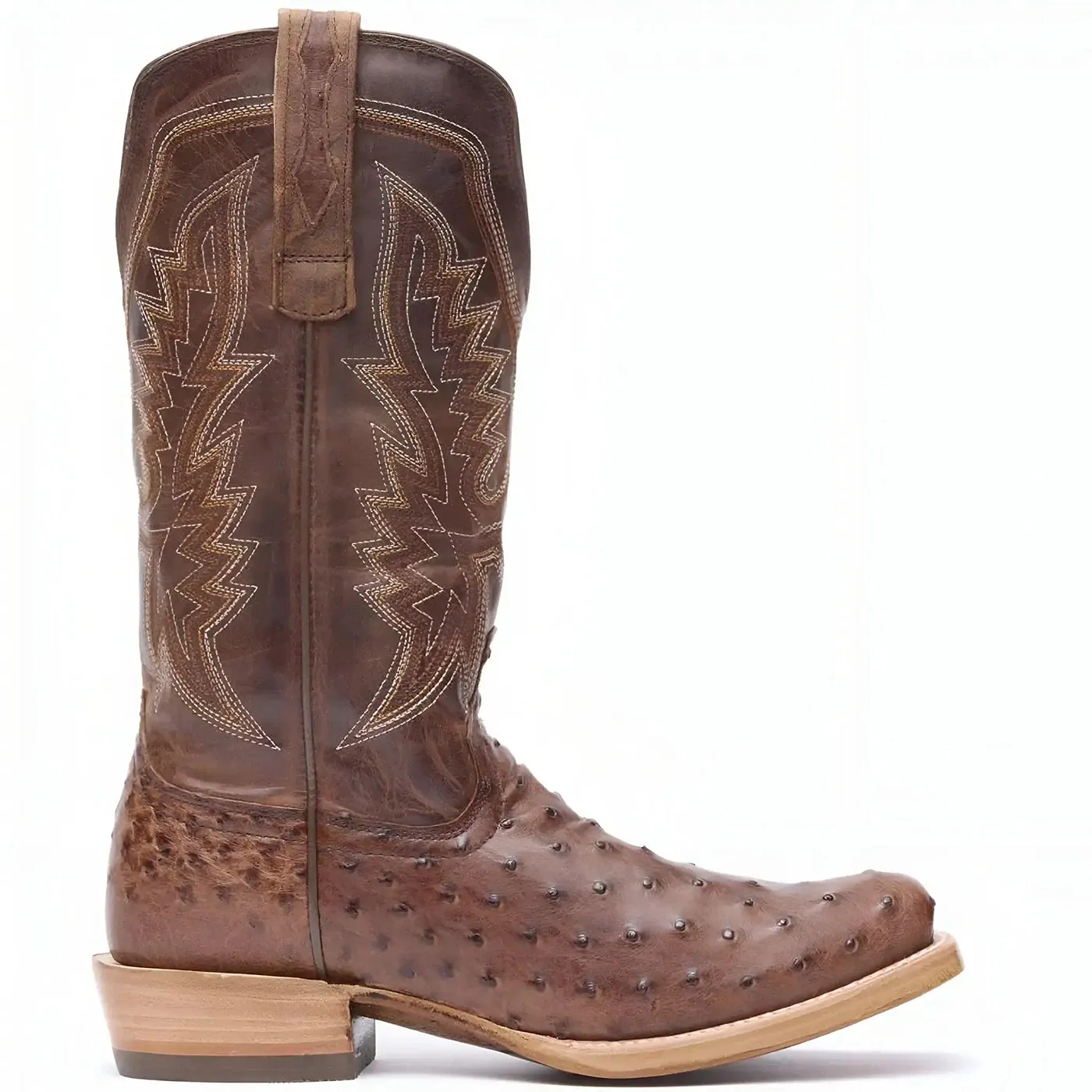 PRCA Collection Full-Quill Ostrich Western Boot kango Tobacco And Rust
