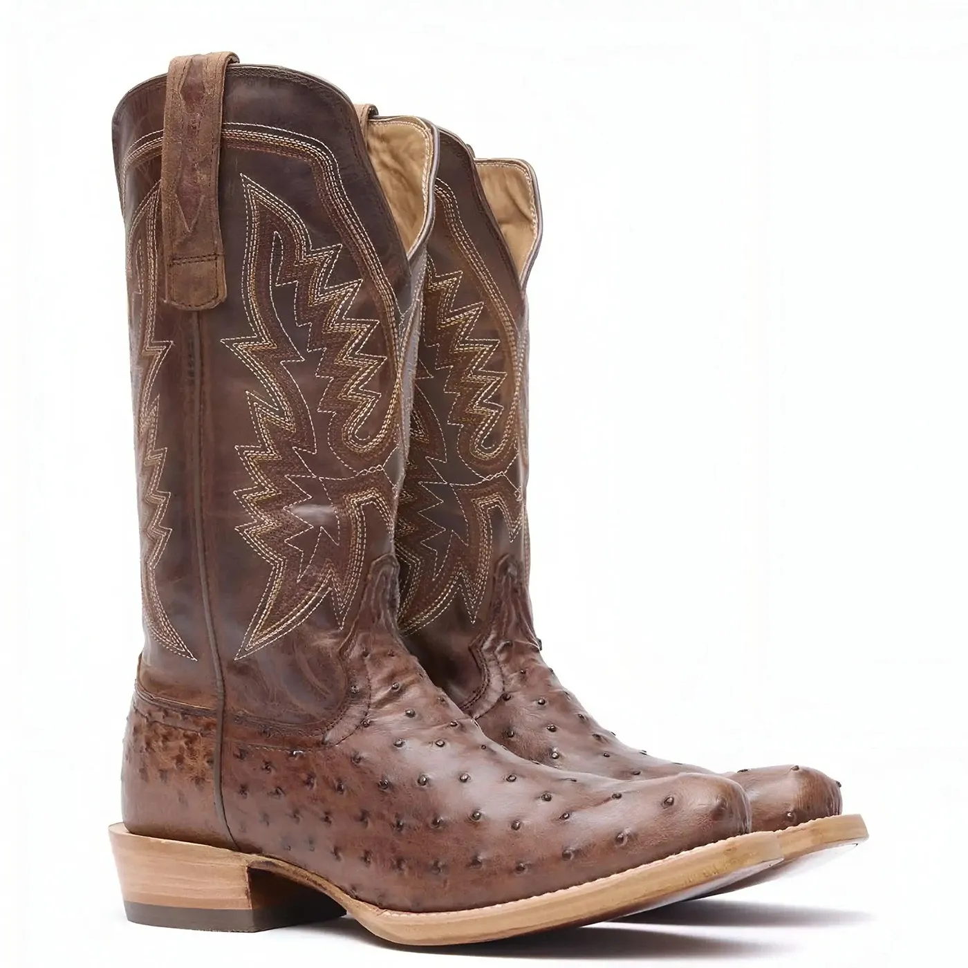 PRCA Collection Full-Quill Ostrich Western Boot kango Tobacco And Rust - Image 2