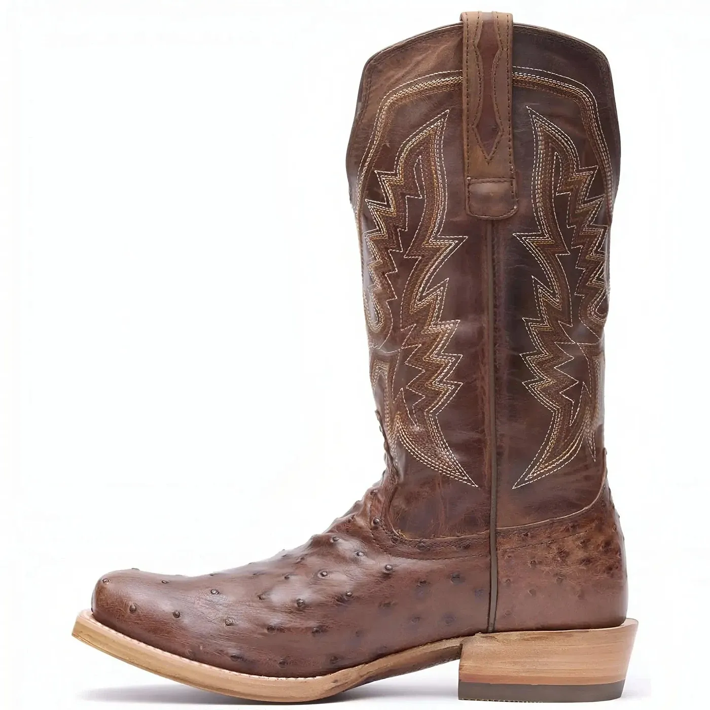 PRCA Collection Full-Quill Ostrich Western Boot kango Tobacco And Rust - Image 3