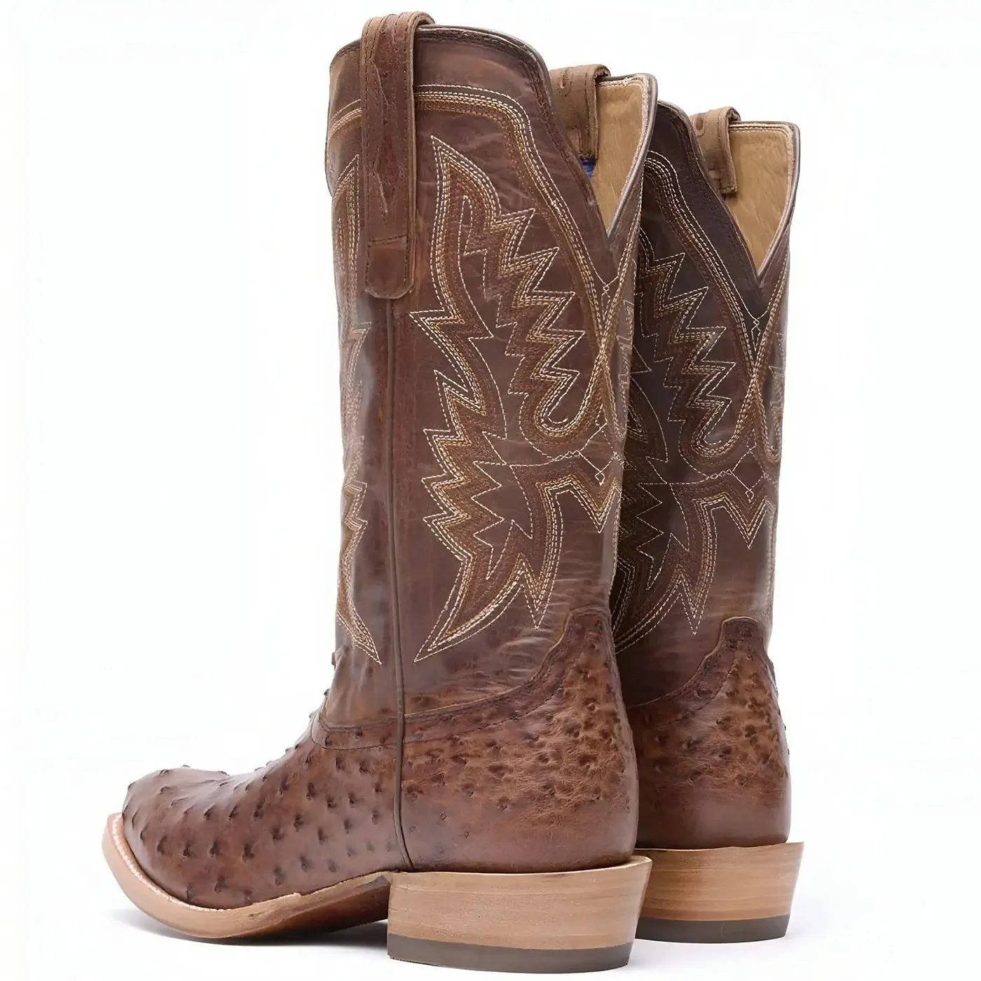 PRCA Collection Full-Quill Ostrich Western Boot kango Tobacco And Rust - Image 4