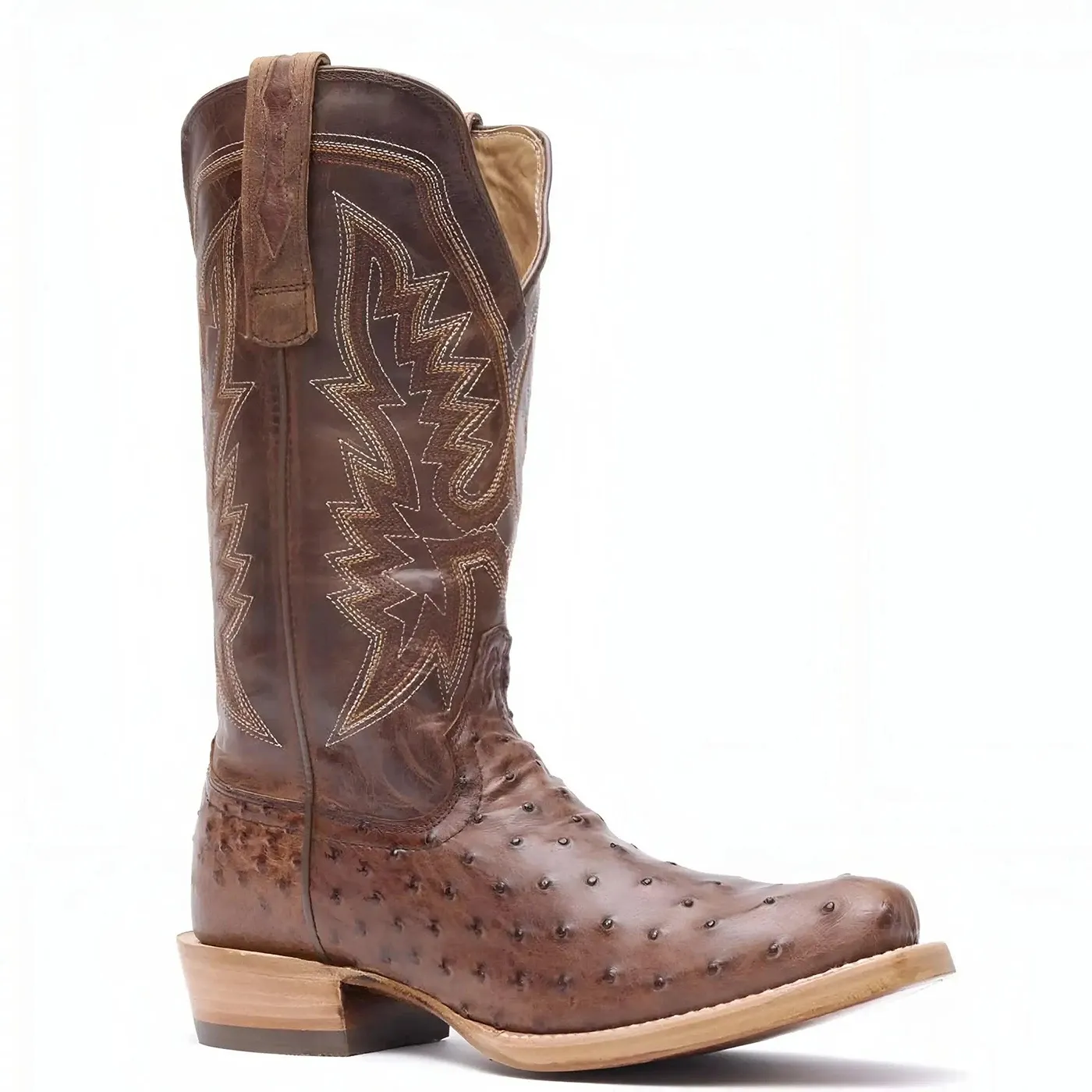 PRCA Collection Full-Quill Ostrich Western Boot kango Tobacco And Rust - Image 5
