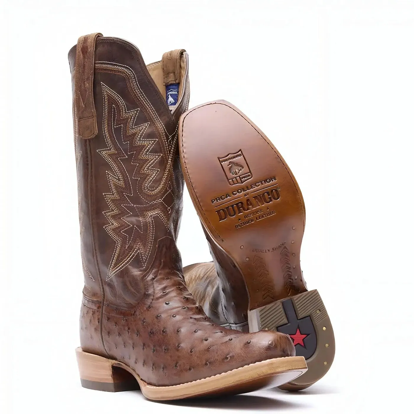 PRCA Collection Full-Quill Ostrich Western Boot kango Tobacco And Rust - Image 6