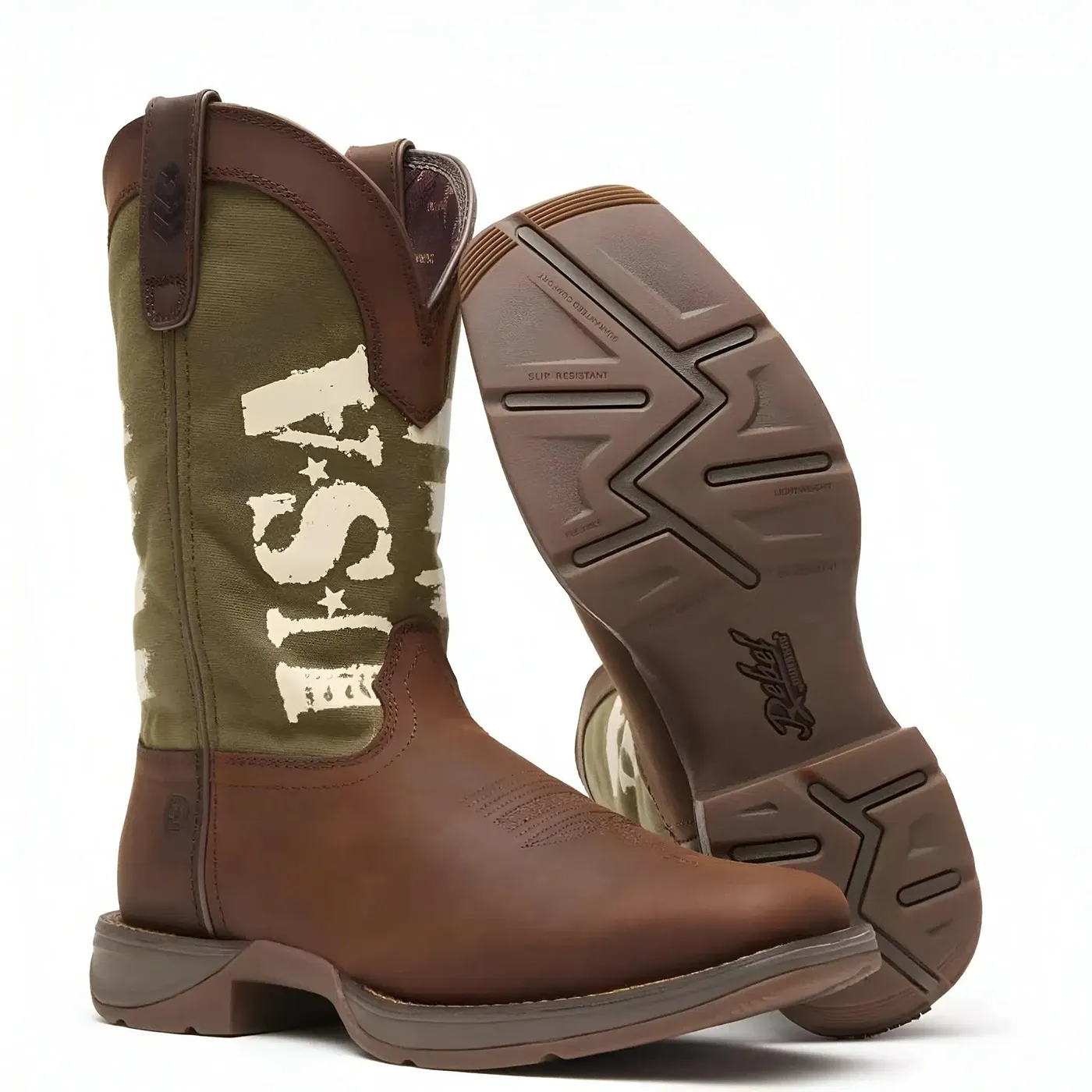Rebel Army Green USA Print Western Boot - Image 3