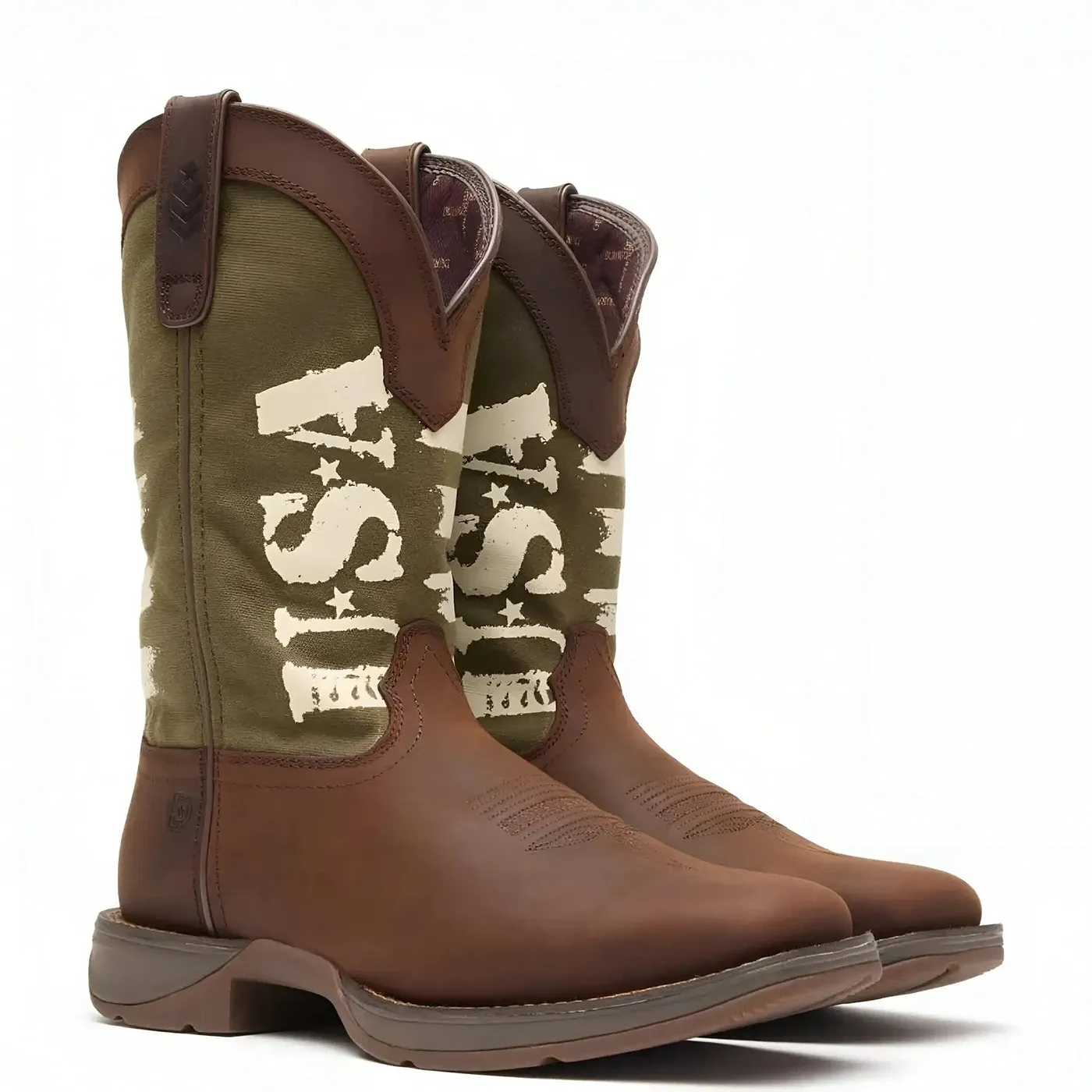 Rebel Army Green USA Print Western Boot - Image 4