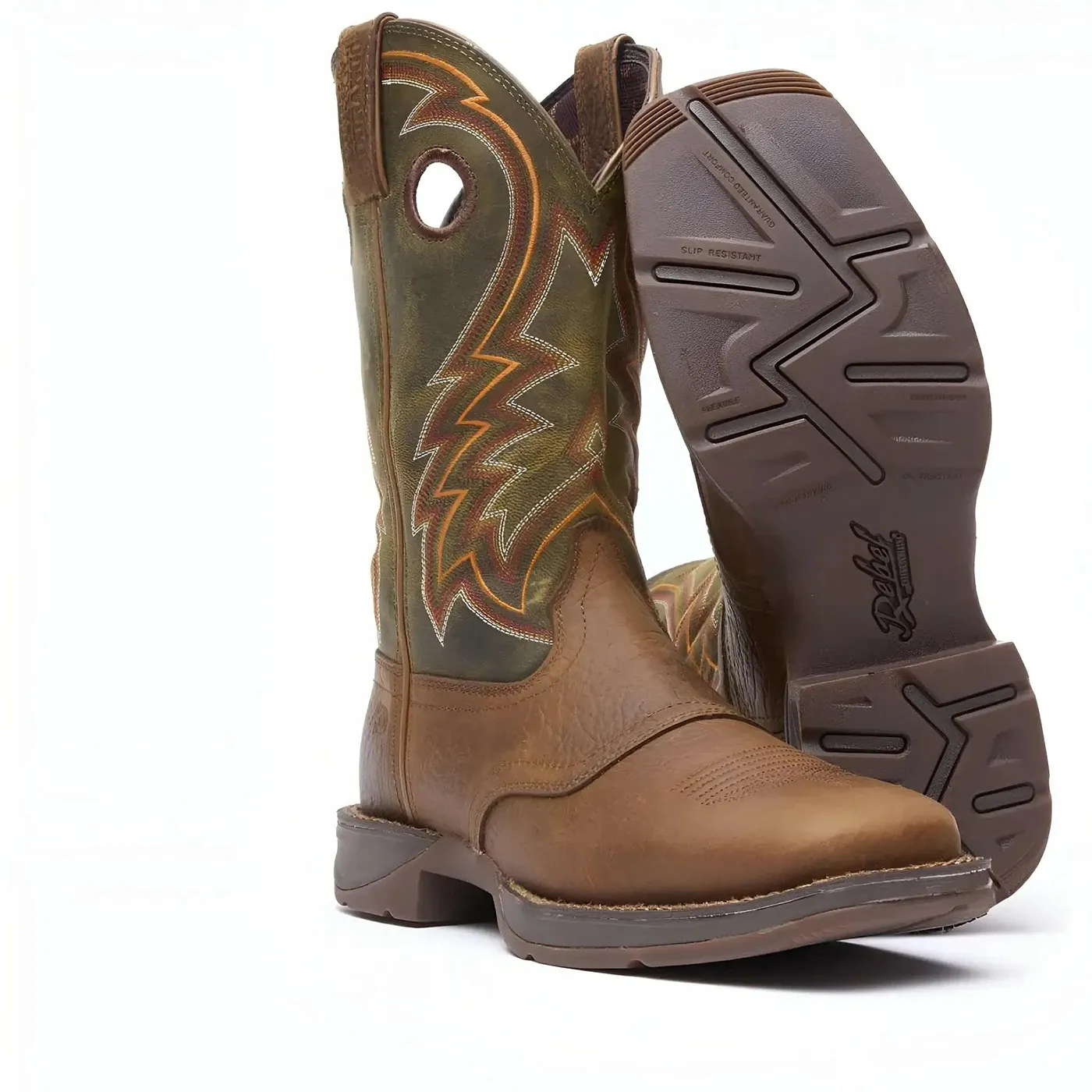Rebel Dark Chestnut and Hunter Green Western Boot - Image 5