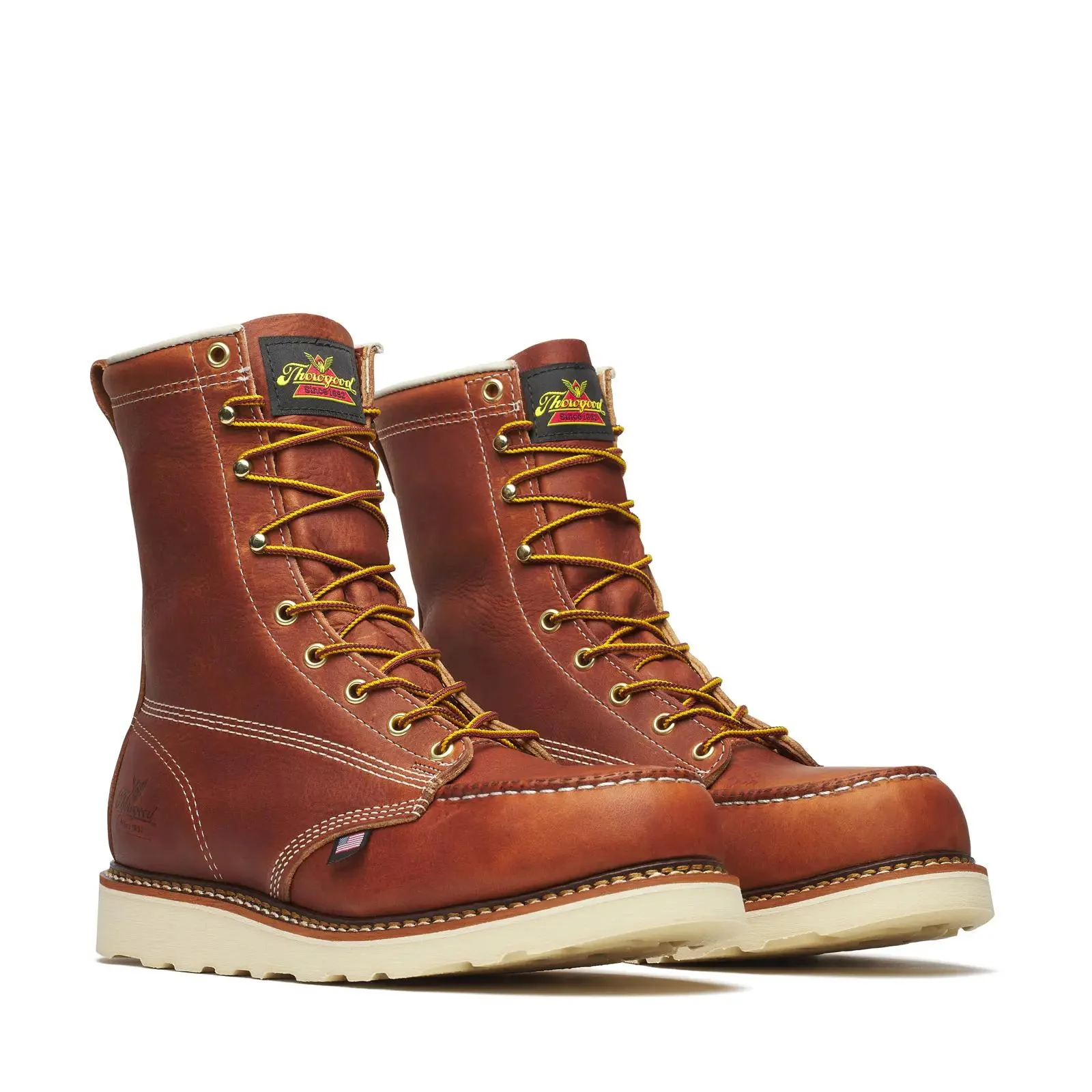 American Heritage 8" Steel-Toe Moc Toe Boot Maxwear Wedge Tobacco - Image 2