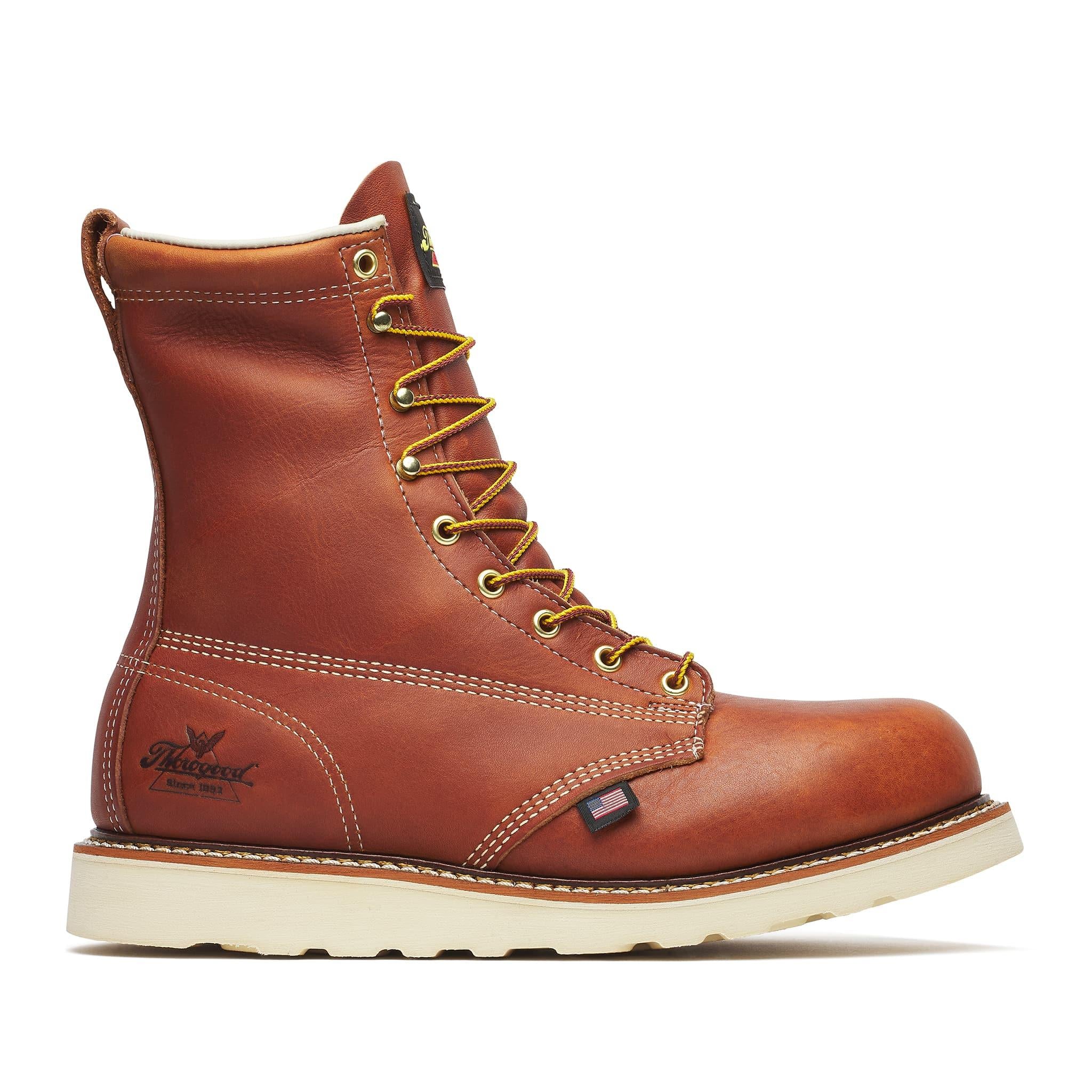 American Heritage 8" Steel-Toe Plain Toe Boot Maxwear Wedge Tobacco