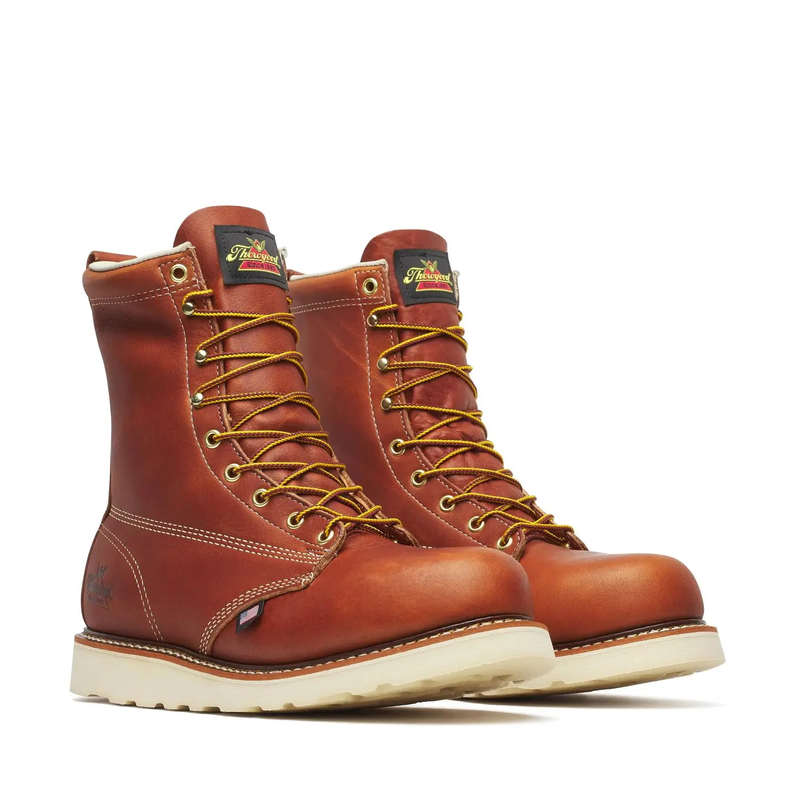 American Heritage 8" Steel-Toe Plain Toe Boot Maxwear Wedge Tobacco - Image 2
