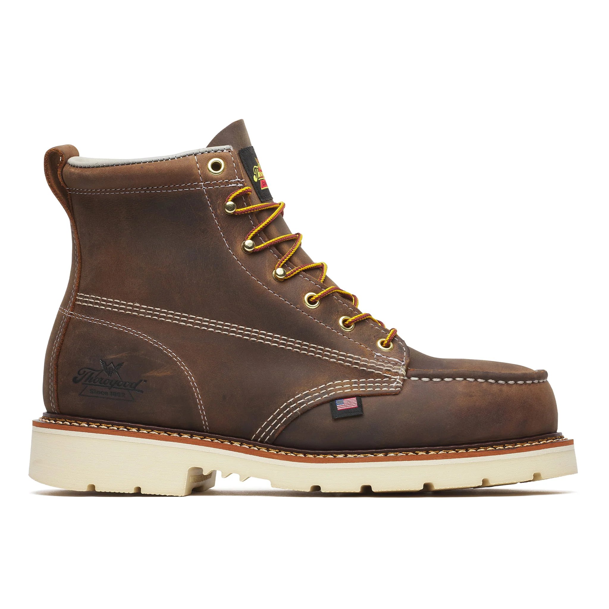 American Heritage 6" Steel-Toe Moc Toe Boot Maxwear 90 Trail Crazy Horse