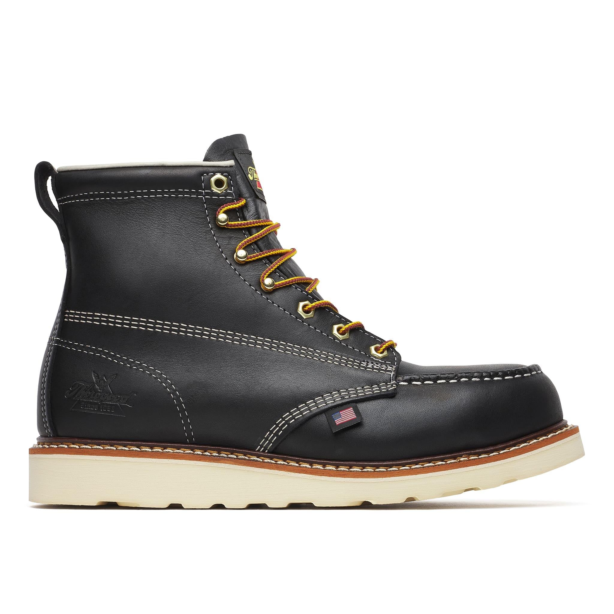 American Heritage 6" Steel-Toe Moc Toe Boot Maxwear Wedge Black