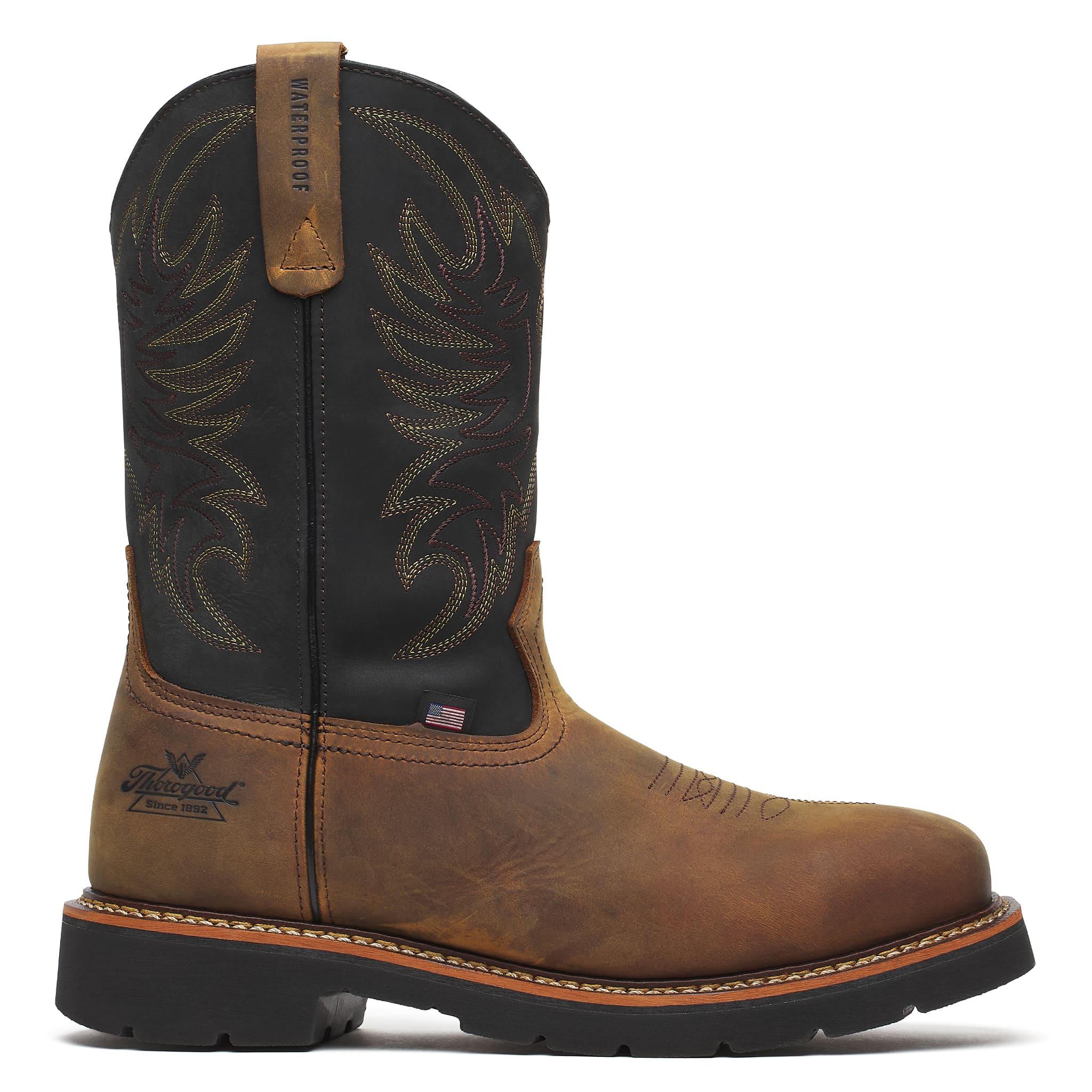 Square Toe WGTN 11" Steel Toe Waterproof Boot Crazy Horse Black