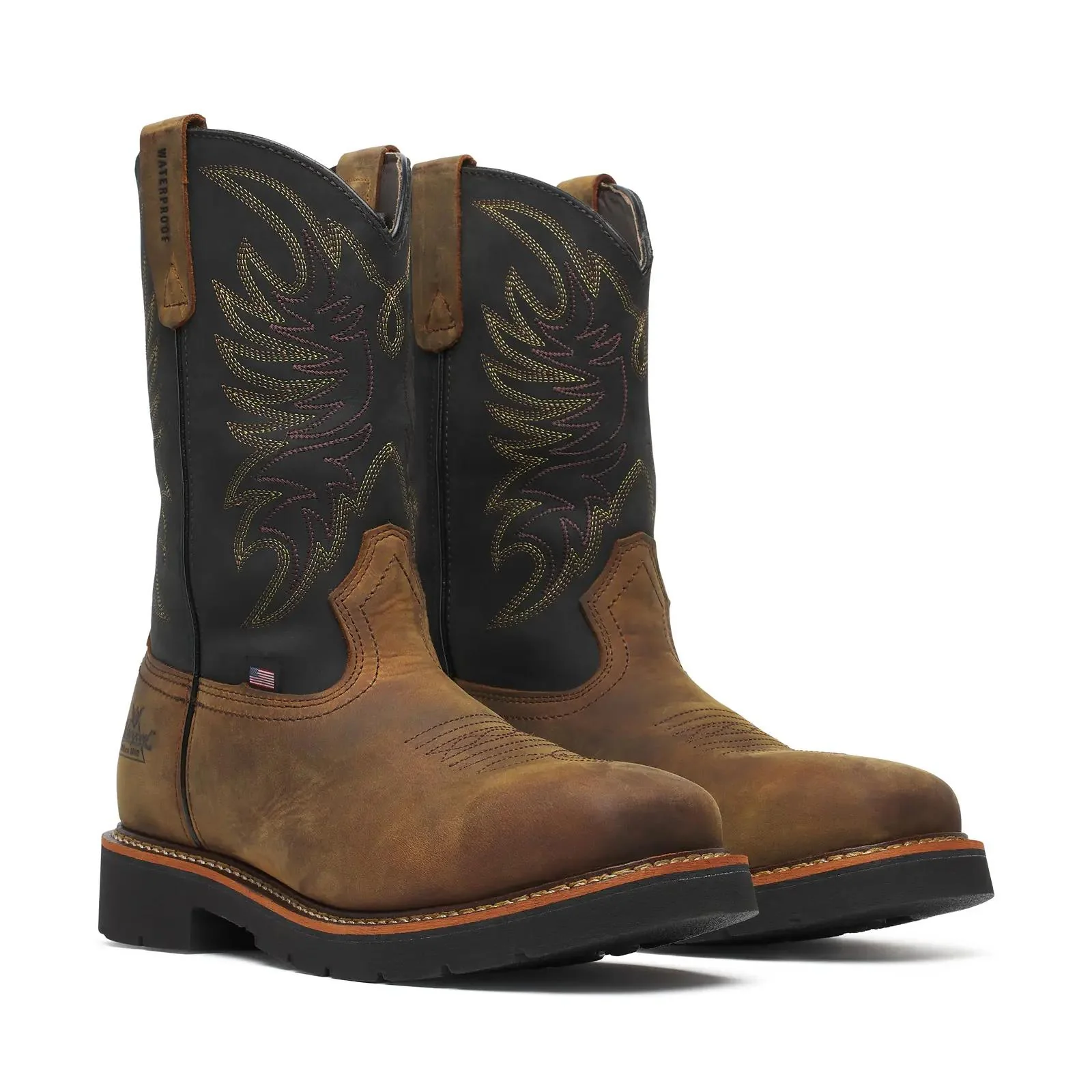 Square Toe WGTN 11" Steel Toe Waterproof Boot Crazy Horse Black - Image 2