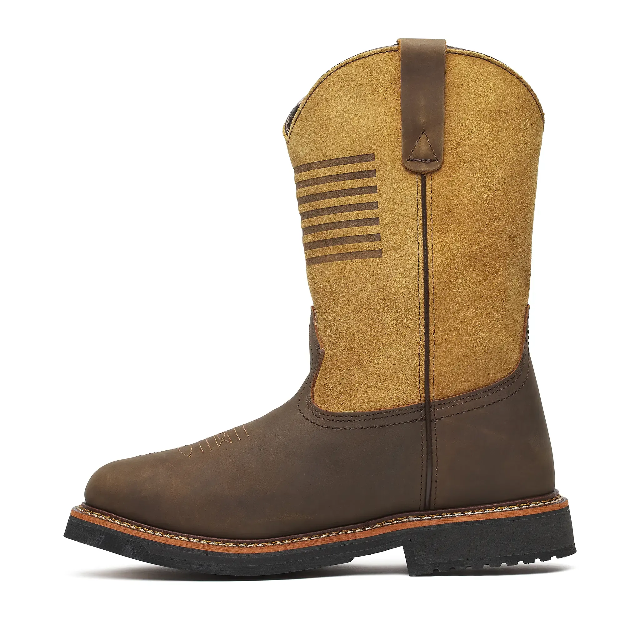 Western 11" Waterproof Wellington Square-Toe Boot Crazy Horse/Tan - Image 5