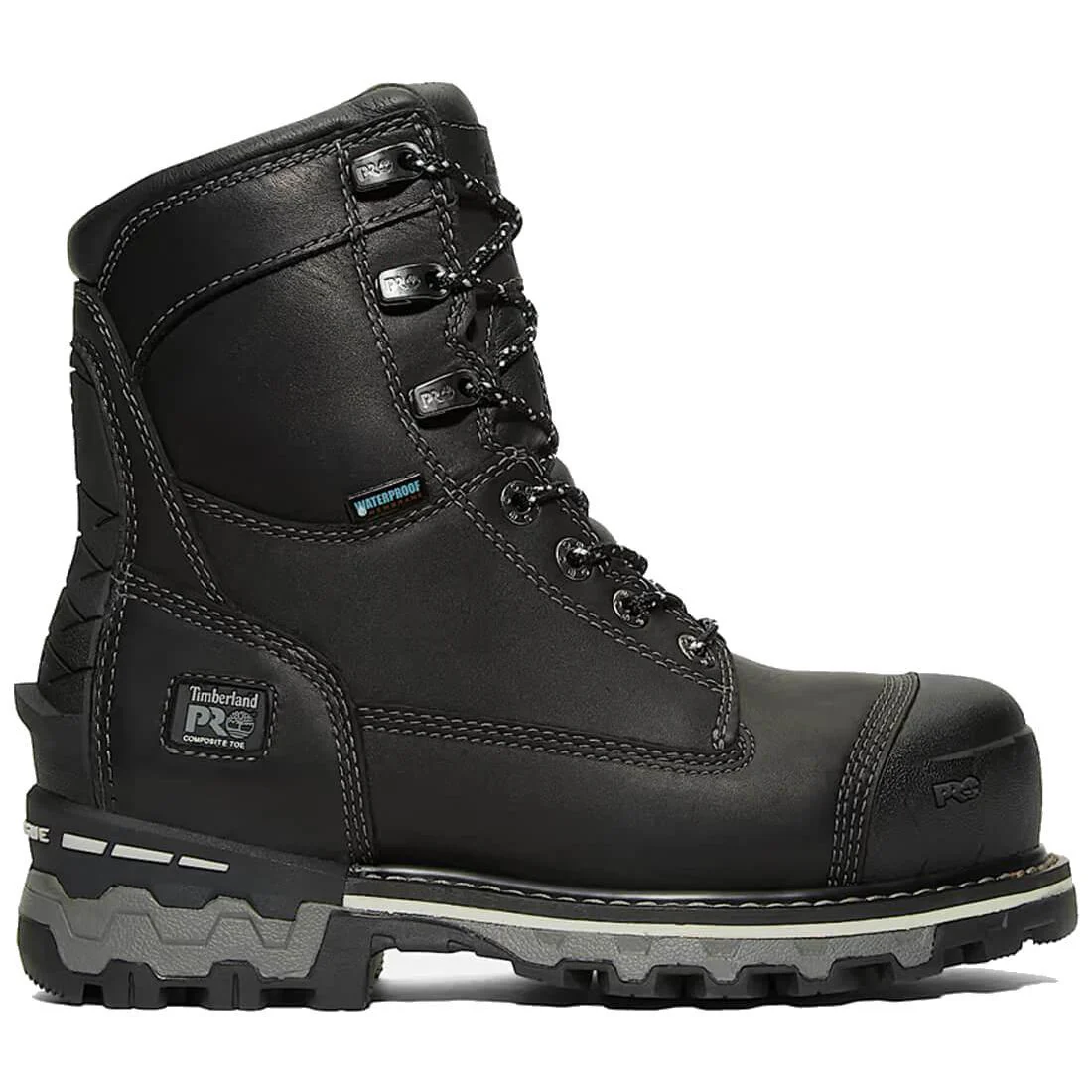 Women's Boondock 8-Inch Waterproof Composite-Toe Work Boot Ins CSA 200G Black/Grey