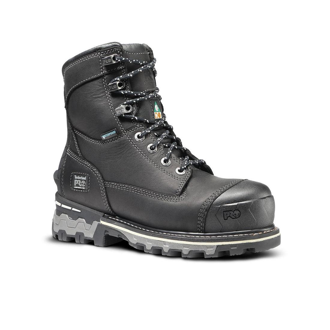 Women's Boondock 8-Inch Waterproof Composite-Toe Work Boot Ins CSA 200G Black/Grey - Image 2