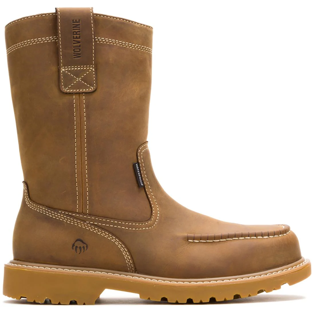 Floorhand Moc-Toe Waterproof Steel-Toe Pull-On Work Boot Wheat